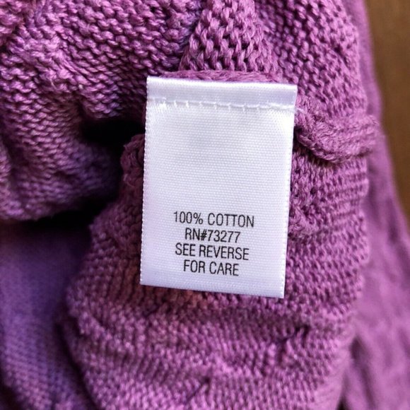 Croft & Barrow Women's Cable Knit Ribbed Turtleneck Sweater Medium Purple Cotton - Picture 6 of 15